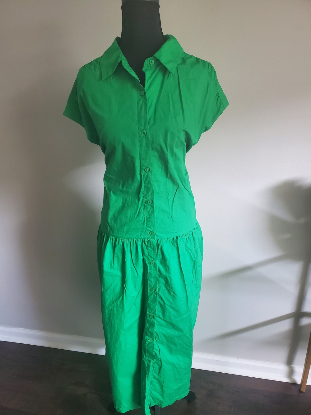 Target Green Button-Front Midi Shirt Dress